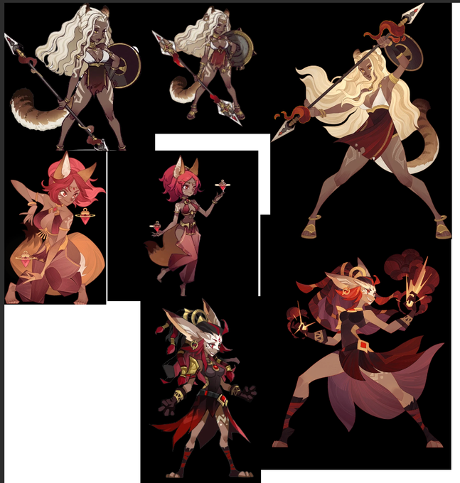 ok i used to be in love with afk arena + slowly dropped off it but i just saw thali's (bottom) design and holy shit their character designer is amazing 👀 