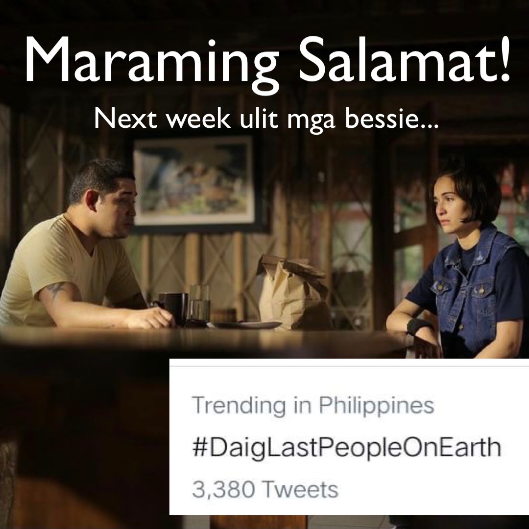 AllAboutJnnylyn's tweet photo. Trending din sa Trends For You! Maraming salamat mga bessie! Next week po muli! #DaigLastPeopleOnEarth #PaoJen #JennylynMercado https://t.co/bf6uJ4V6IP