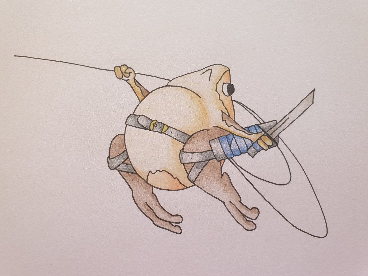 AdverseCamber42's tweet photo. I coloured it in, though feel I shouldn't be giving Budweiser ideas... #chubbyfrog #bandedbullfrog #frog #amphibian #AttackOnTitan https://t.co/XqEsjEOUgE
