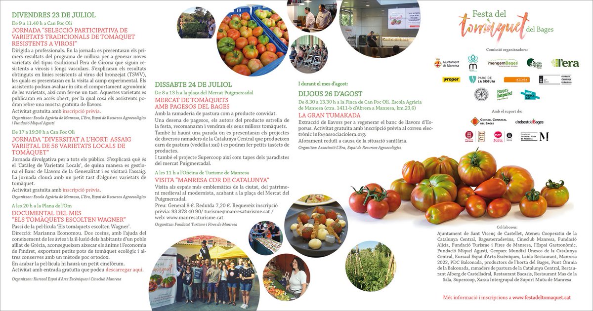 ☀️Bon dia! 
Demà comença La Festa del Tomàquet!
Ja li has fet una ullada al programa?

👉 festsdeltomaquet.cat

🍅Del 19 al 24 de juliol!