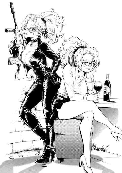 Art commission for a catburglar/officelady supremacist 