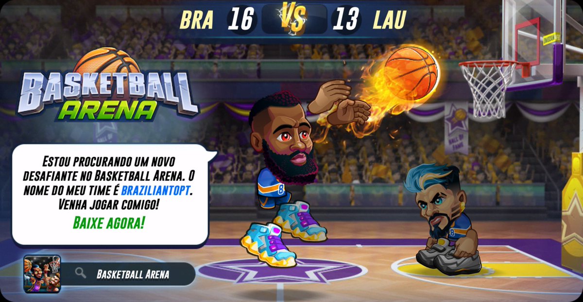 Lucasfdb86's tweet photo. Estou à procura de um novo adversário em Basketball Arena. Meu time se chama braziliantopt, venha jogar comigo! Baixe Agora! https://t.co/iuyfE48Ldf #basketballarena @basket_arena https://t.co/ujsRApGBia