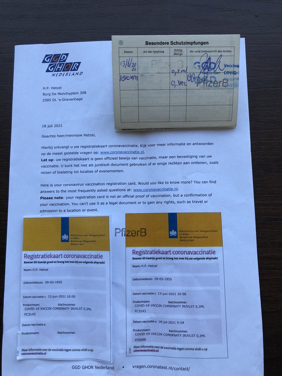 Second vaccination with Pfizer/Biontech vaccin