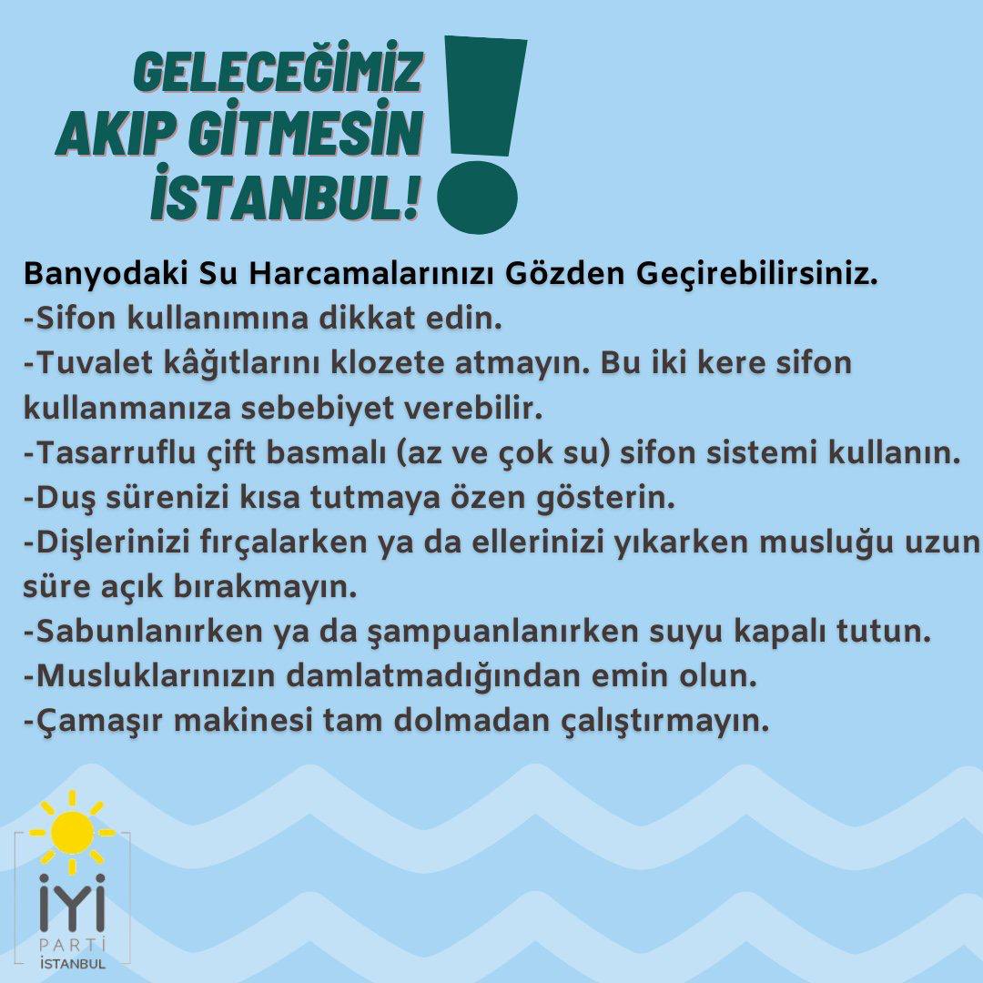Su ülkemizin ve geleceğimizin Milli Güvenlik meselesidir.Hep birlikte su kullanımını dikkatli yapmalıyız.Ben bir İstanbullu olarak tüm hemşehrilerimizle birlikte bunu başarabileceğimize inanıyorum.Kentimiz ve ülkemiz kazanacak.<a href="/SBugraKavuncu/">Buğra Kavuncu</a> <a href="/ekrem_imamoglu/">Ekrem İmamoğlu</a> <a href="/iyiparti_34/">İYİ Parti İstanbul</a>