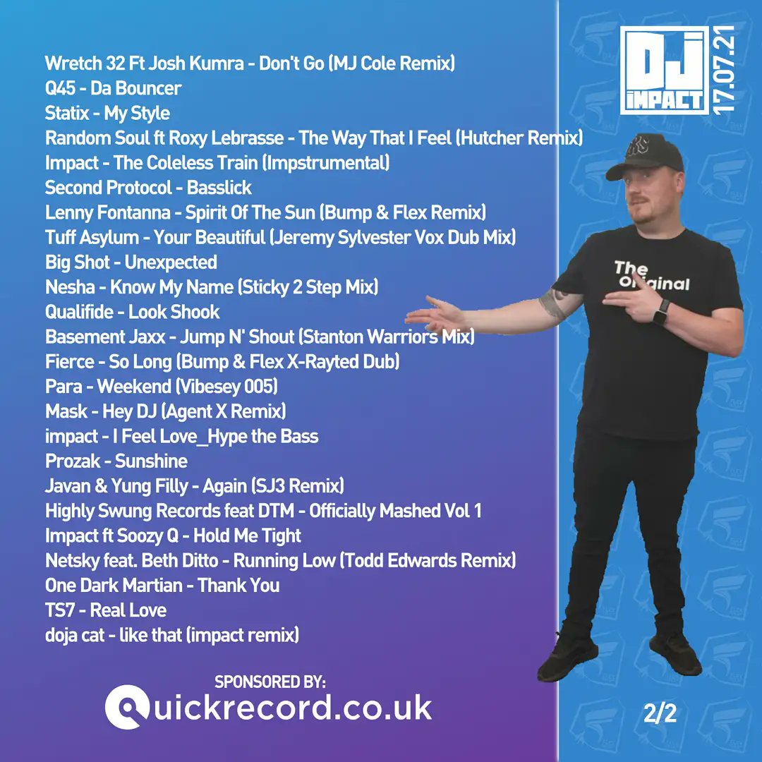playlist 17.07.21
(with guest <a href="/DeejayDTM/">DJ DTM UK</a>)

#ukgarageshow 

listen live
Saturdays 2-4pm GMT
Flex Fm 101.4
flexfm.co.uk

#listenagain
hypeddit.com/link/kr0h44

#ukg #ukgarage #garage #garagemusic #garagehouse #impactukg #podast #instadj