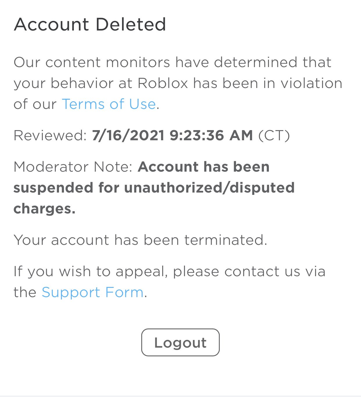 AYAAN! on X: WT* ROBLOX MY BROTHER aka littleboyawesome2 got his account  deleted for unauthorized/disputed charges like roblox me and my sister were  trying soo hard to get my brothers account back