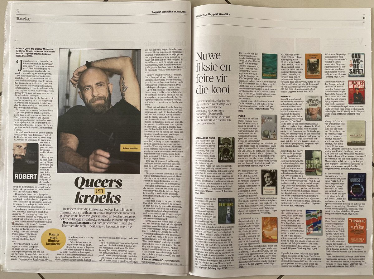 A shoutout to <a href="/RapportSA/">Rapport</a> for their book pages today! Happy to see books by <a href="/SueNyathi/">Sue Nyathi</a> <a href="/feminist_rogue/">Pumla Dineo Gqola, PhD</a> and @TheRobHamblin among others…