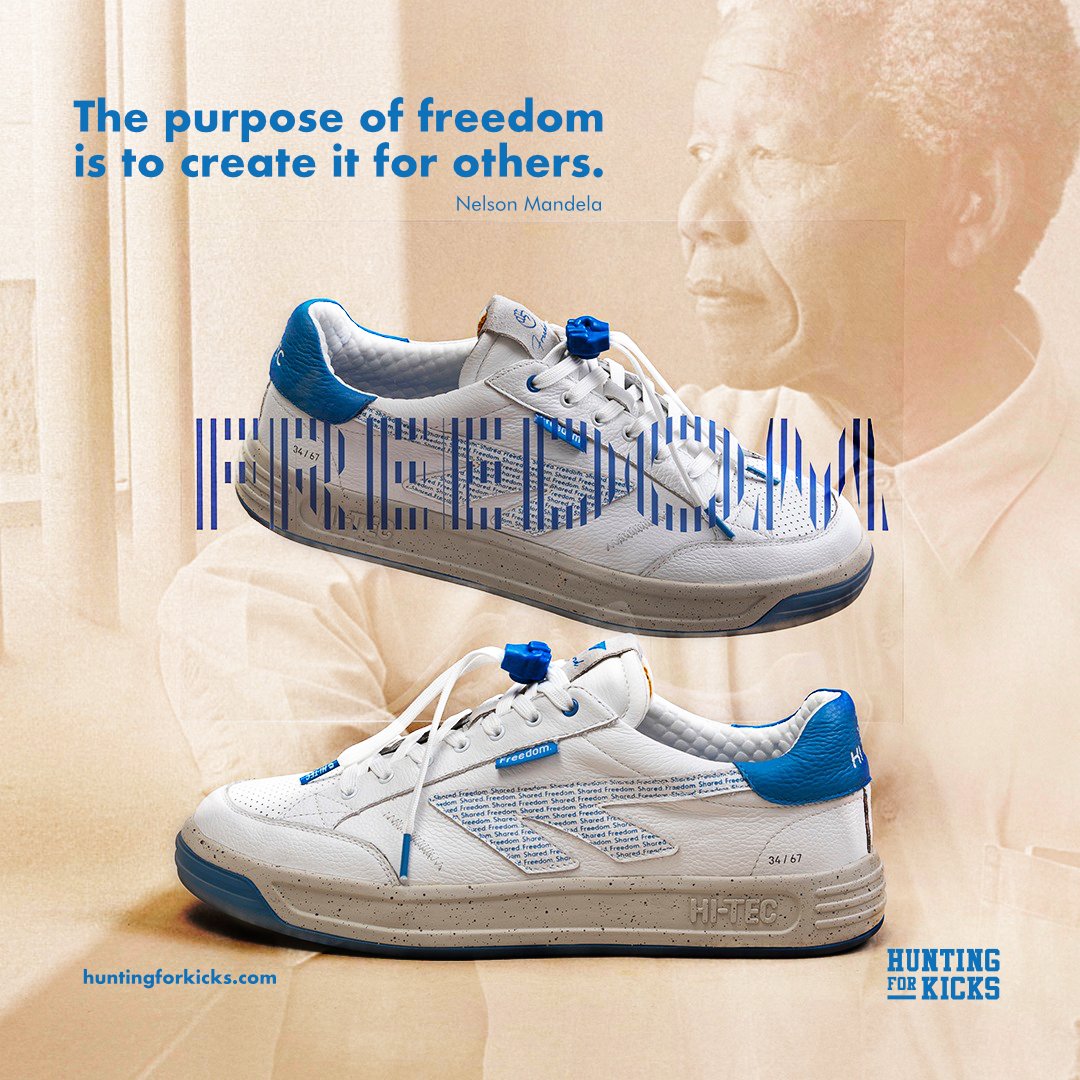 In continuing Madiba’s legacy <a href="/HiTec_sa/">Hi-Tec South-Africa</a>  in collaboration with <a href="/nmcf_sa/">Nelson Mandela Children's Fund</a> is auctioning Pair 67/67 of the limited and  numbered Freedom 67s sneaker to raise funds fo NMCF. #keepfreedomshared #servelikemadiba  For more information visit - freedom.hi-tec.co.za