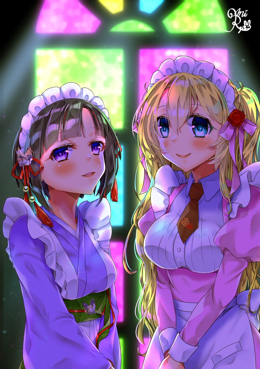 桜水柳姫 10 15 展示会in大阪ギャラリーiyn様 お仕事募集中 月夜creative 大阪ギャラリーiyn様で7 23 8 3開催の 和風メイドと洋風メイド 展に展示する洋風メイドさんのイラストです デジタル ラインストーンで仕上げています Iyn企画に参加します