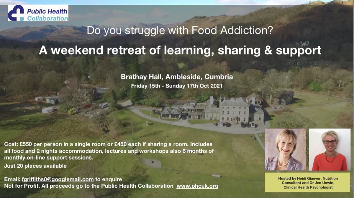 Join <a href="/VerHeidi/">Heidi Giæver</a> and I in the beautiful #LakeDistrict in October for a relaxed weekend of learning about #food #sugar #processedfood #addiction profits to <a href="/PHCukorg/">Public Health Collaboration</a> If one bite is too many and a thousand is never enough…