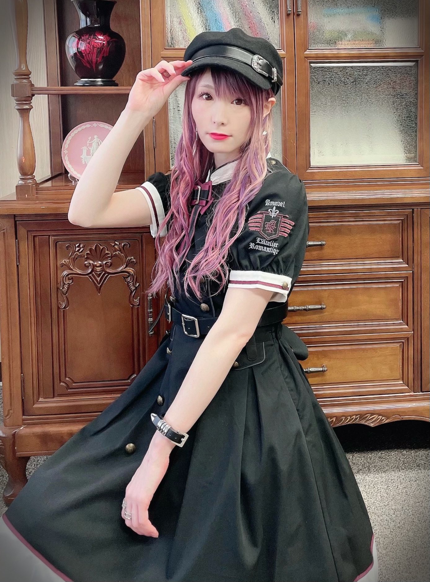 Amavel 軍服 ミリタリーワンピース 赤 黒 ロリータ - メルカリ