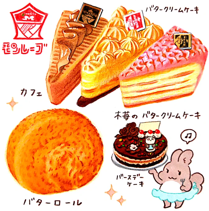 札幌・洋菓子の店モンレーブのケーキ#田島ハルのくいしん簿 #イラスト 