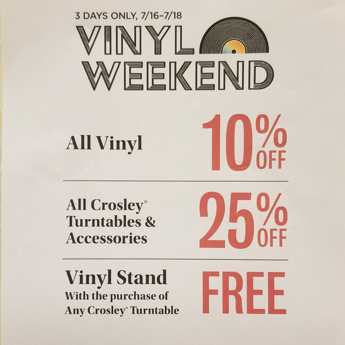 Last day for 10% off vinyl!
.
#BNVinyl
#BNClarendon 
#BNMyWeekendisBooked 
#VinylWeekend
#BNClarendonCrossing