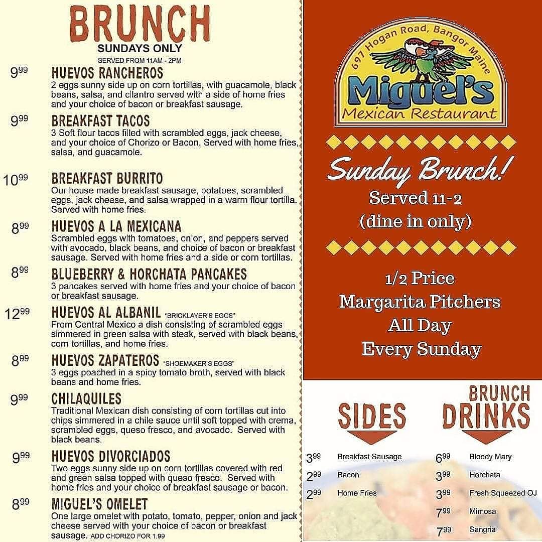 Still 2 hours left for brunch and 1/2 price margarita pitchers all day!
#heybangor #SundayBrunch #sundayfunday #margarita