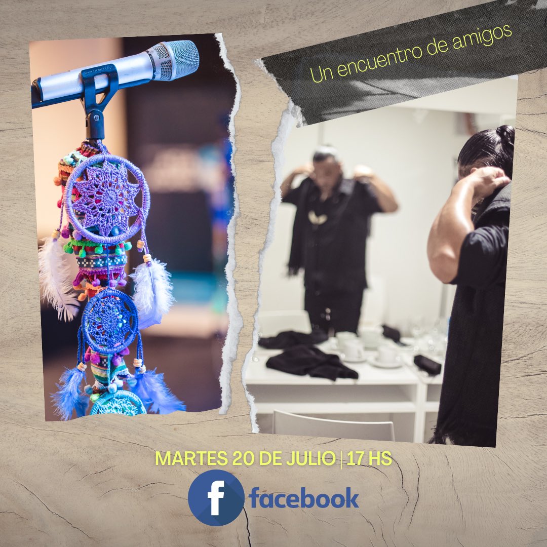 El martes a las 17 hs por esta cuenta de <a href="/Facebook/">Facebook</a> te invito a celebrar la amistad con una transmisión en vivo desde la Casa de la Cultura de Anisacate (Córdoba). 
A prepararse para bailar y cantar...
Abrazo de corazón a corazón🤗