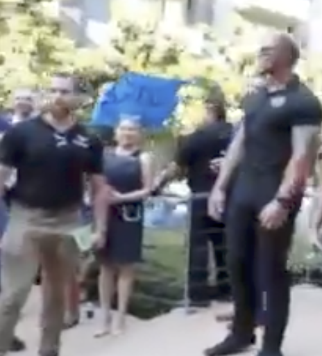 JimSinglet's tweet photo. Can anybody identify which White Supremacist Hate Group Gaetz and Greene hired for "security"? https://t.co/BVv4Aul1Bv