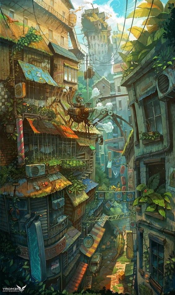 Solarpunk is basically the polar opposite of cyberpunk. While cyberpunk is a hypercapitalist endtime dystopia, solarpunk an utopia often featuring anarchistic or communist elements.2/