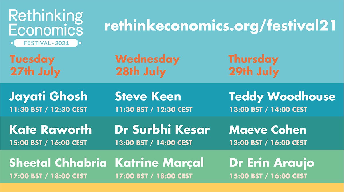 Rethinking Economics (@rethinkecon) on Twitter photo Just a few highlights from our amazing line up... sign up at rethinkeconomics.org/festival21 for more #RETHINK2021 #EconTwitter
<a href="/Jayati1609/">Jayati Ghosh</a> <a href="/KateRaworth/">Kate Raworth</a> @SheetalChabbers <a href="/ProfSteveKeen/">Dr. Steve Keen</a> <a href="/SurbhiKesar/">Surbhi Kesar</a> @katrinemarcal <a href="/TeddyWoodhouse/">Teddy Woodhouse</a> @flavamaeve Just a few highlights from our amazing line up... sign up at rethinkeconomics.org/festival21 for more #RETHINK2021 #EconTwitter
<a href="/Jayati1609/">Jayati Ghosh</a> <a href="/KateRaworth/">Kate Raworth</a> @SheetalChabbers <a href="/ProfSteveKeen/">Dr. Steve Keen</a> <a href="/SurbhiKesar/">Surbhi Kesar</a> @katrinemarcal <a href="/TeddyWoodhouse/">Teddy Woodhouse</a> @flavamaeve