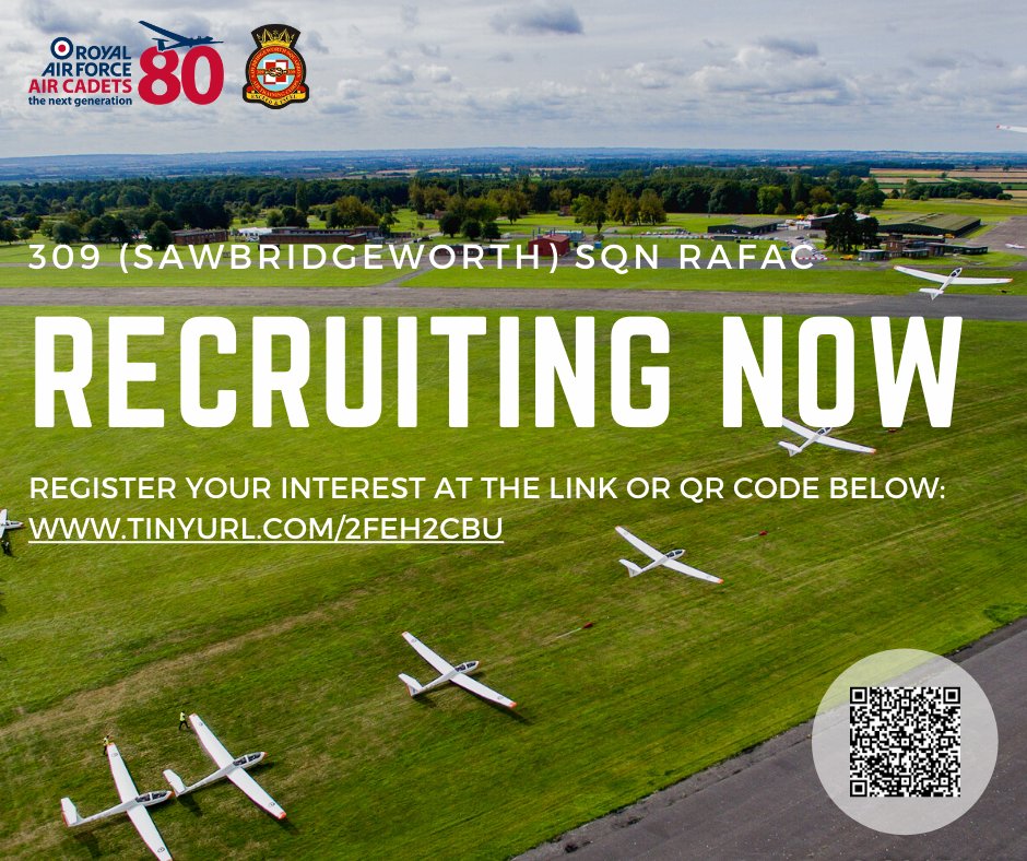 309atc's tweet image. Interested in joining the @aircadets? ✈️ 309 (Sawbridgeworth) Sqn is recruiting now &amp;amp; we have several open evenings soon. If you’re interested in joining a fun, welcoming organisation packed with opportunities, register your interest here: tinyurl.com/2feh2cbu 
 #aircadets