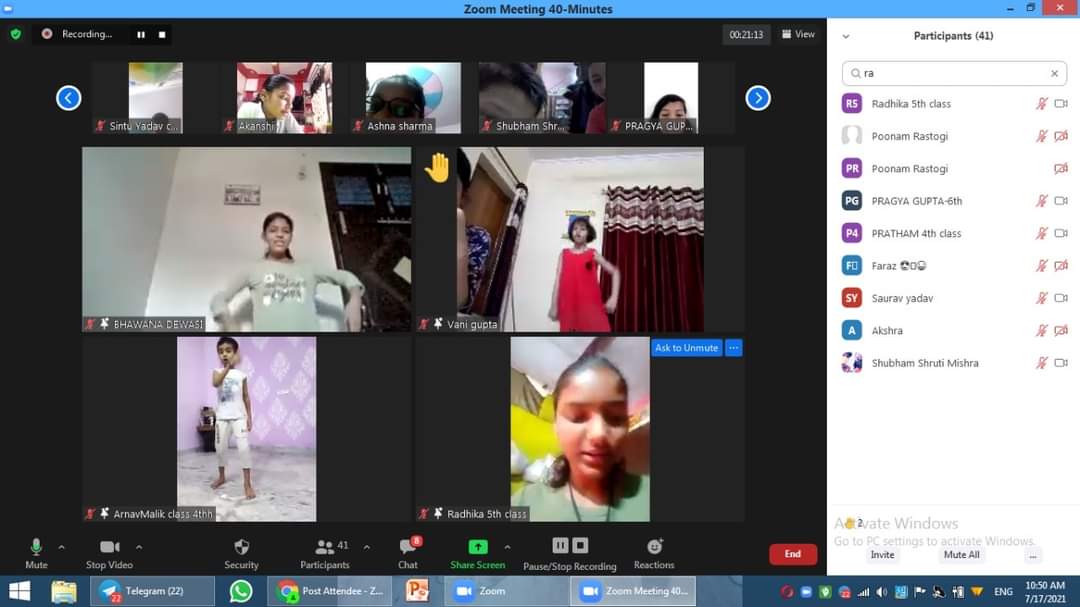ShivShishu's tweet photo. A day camp was organized for the students of Grade IV to VIII on 17th july 2021 virtually. It was a unique and exhilarating experience for the students, which was designed to provide fun and challenging activities for the students.
    
#Session_2
Zumba and  free dance https://t.co/QRSQsuhRUH