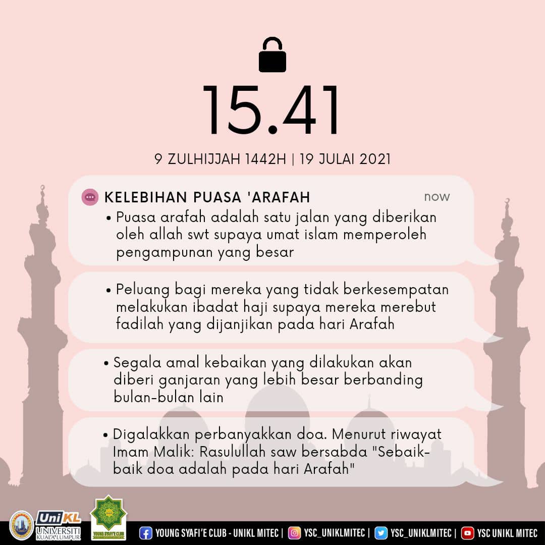 YSC_UniKLMITEC's tweet photo. [PUASA SUNAT HARI ARAFAH]

صِيَامُ يَوْمِ عَرَفَةَ إِنِّي أَحْتَسِبُ عَلَى اللَّهِ أَنْ يُكَفِّرَ السَّنَةَ الَّتِي قَبْلَهُ وَالسَّنَةَ الَّتِي بَعْدَهُ https://t.co/EnFIXhwYIy