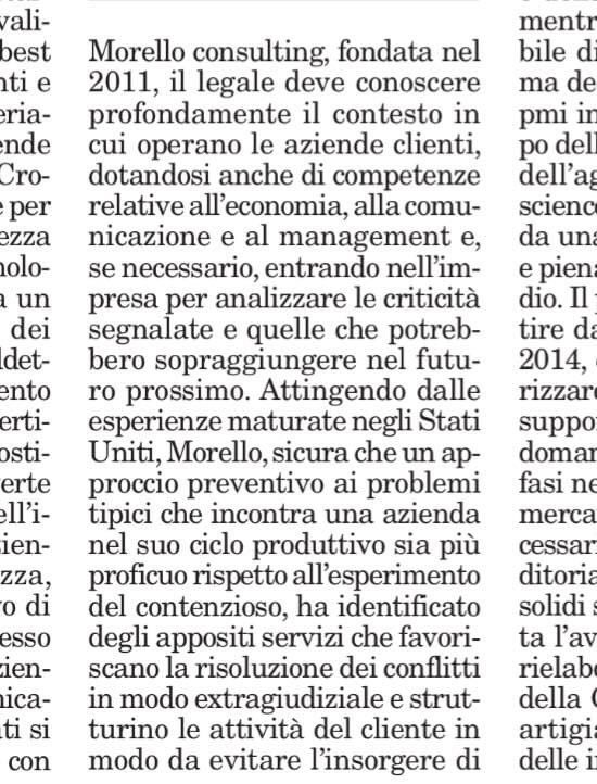 Lorenza_Morello's tweet image. Correva l’anno 2017 e su #io7 speciale di @ItaliaOggi si parlava degli studi italiani che cercano di cambiare il concetto di tutela legale delle aziende per offrire un servizio ad hoc. E, indovinate un po'? #MorelloConsulting c'è!