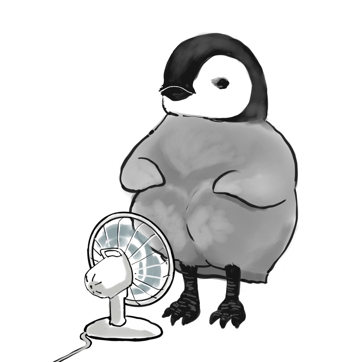 penguin no humans bird animal focus electric fan greyscale monochrome  illustration images