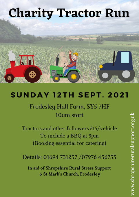 Another date for the diary! A great day out for the tractors followed by a BBQ at Frodesley on September 12th. Many thanks for making Shorphire Rural Support a beneficiary.🙂#Frodesley, #tractors