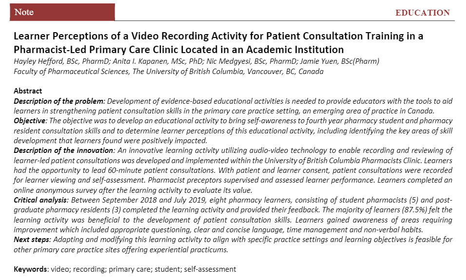Innov Pharm (@iipjournal) on Twitter photo Can recording patient care encounters be helpful for developing self awareness? #PharmEd. <a href="/ubcpharmacy/">UBC Pharm Sci</a>
pubs.lib.umn.edu/index.php/inno… Can recording patient care encounters be helpful for developing self awareness? #PharmEd. <a href="/ubcpharmacy/">UBC Pharm Sci</a>
pubs.lib.umn.edu/index.php/inno…