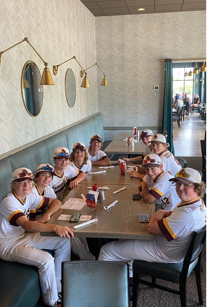 The IBL 14AAA team enjoying lunch after a hard fought 6-6 tie vs Mankato in the GSTC tournament. #GSTC #IBL