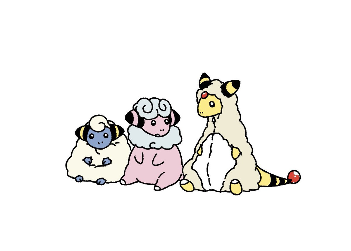 pokemon (creature) no humans sitting white background simple background closed mouth sheep  illustration images
