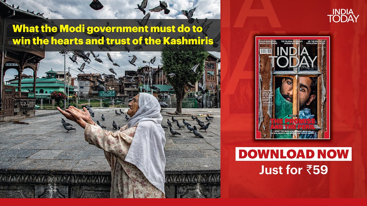 IndiaToday's tweet photo. This week's issue highlights what the Modi government must do to win hearts and bridge the trust deficit created in J&amp;K.

Click here to download the latest issue now only for Rs 59: https://t.co/lUCmFnKXI9

#MagazinePromo #IndiaTodayMagazine https://t.co/6nRjIoI7e0