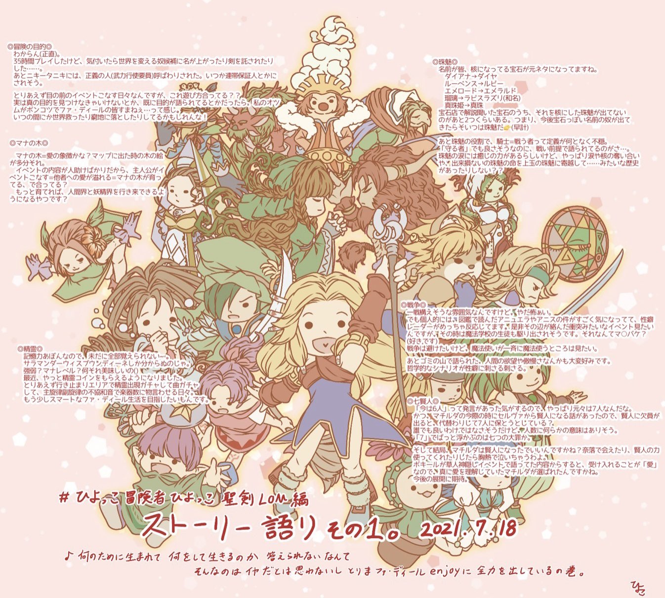 ひよっこ ネタバレ有 完全初見のストーリーとキャラ語り ここらで感想 考察まとめ 進捗が分からんのですが 幸せの 四つ葉 夢の檻の中へ クリア直後 コスモ 発生直後 マナの剣ランド未解放です この先どうなるかな ひよっこ冒険
