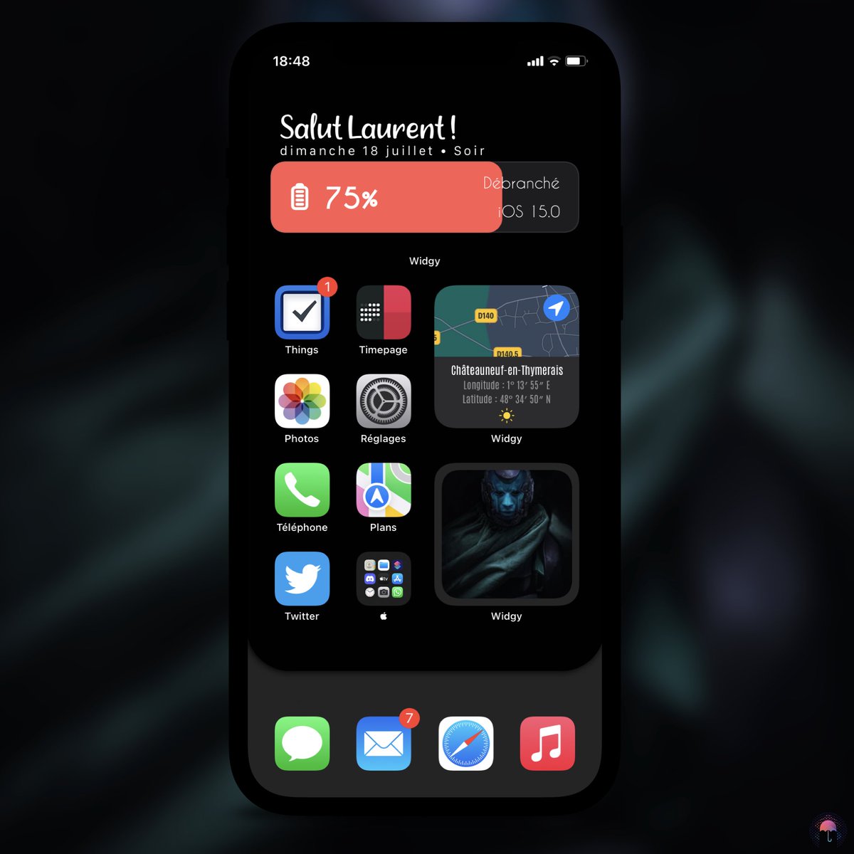 Zooropalg's tweet image. Same wallpaper but new #widgy widgets ! #iOS15beta3