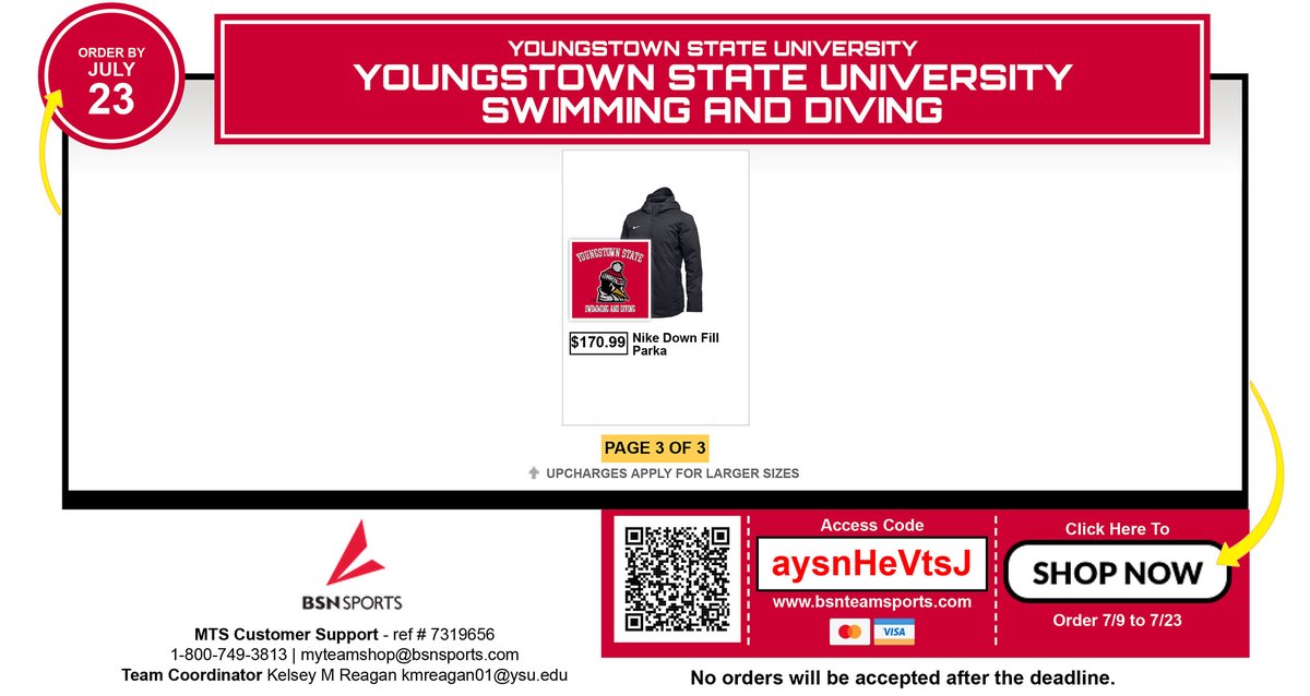 YSUSwimDive's tweet photo. Fans can support our program by purchasing 🐧🏊‍♀️ gear! 

On sale now through August 6!

📰: https://t.co/jGr3ckFt2K

#GoGuins 🐧 https://t.co/U8ZFYKxJ9E