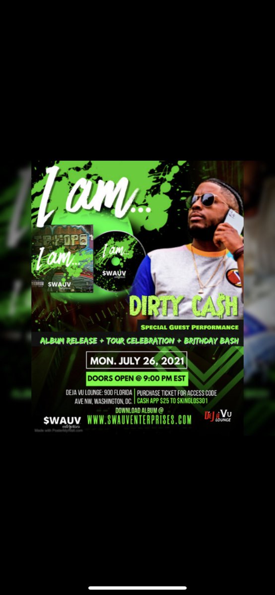 _DirtyCash's tweet photo. Monday 7/26 @ Deja Vu Lounge
900 Florida Ave NW
Tix $25
#PlayaStyle ππ€π΅πΆππΎπΊπΎπ² https://t.co/EA6RoKeGru