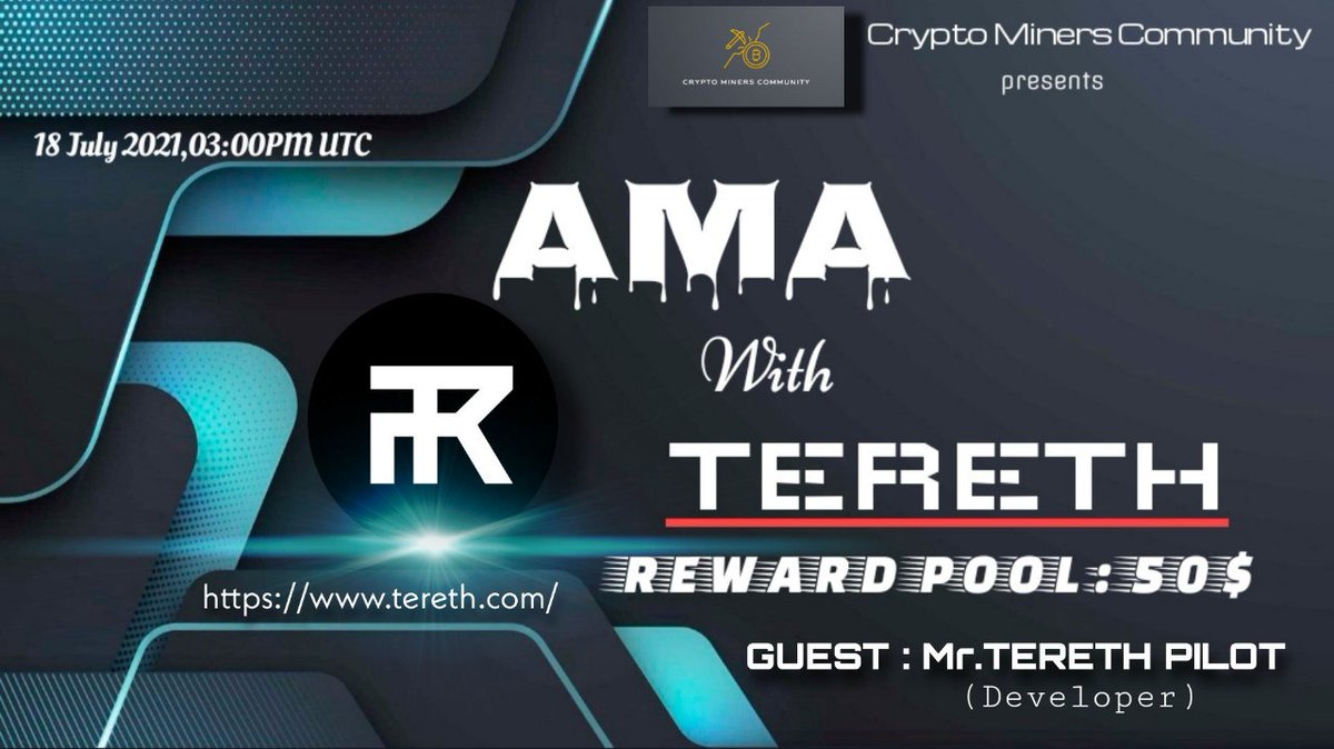 terethtoken's tweet photo. Come join us for an AMA with CryptoMinersCommunity!
https://t.co/5NhI7oI1MN https://t.co/q723QCqlEU