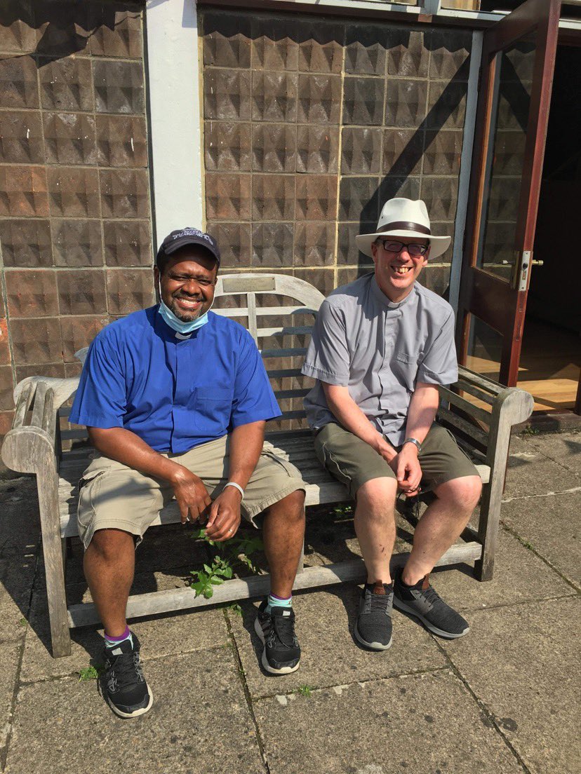 Fr. Martin and Revd <a href="/RegGrant2/">Reginald Grant</a> enjoying the sun at our family BBQ this afternoon.