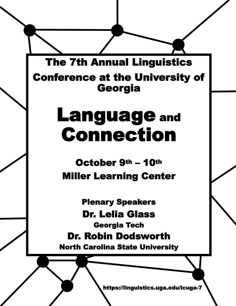 LingSocUGA's tweet photo. ANNOUNCEMENT: The abstract submission deadline for #LCUGA7 has been extended to July 30!

Submit at:
https://t.co/ncNVJvnxmy https://t.co/07yqXEBhnQ