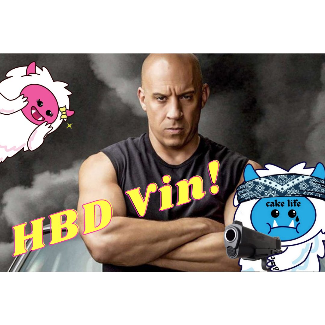 BakeboyC's tweet photo. Happy birthday @vindiesel hope you have a #kickass day and a great year ahead. Lots of ❤️❤️❤️ and wishes from our #Crypto #Community @thecakemnstr Come join us for our #Sundaybingo game today at 17:00 UTC. We've got fun music, great host and awesome community. https://t.co/8WhbyF5dpS