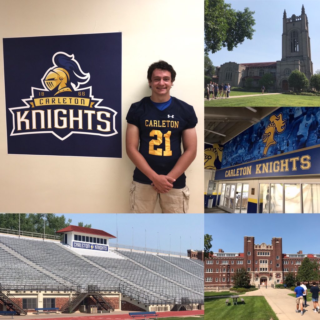 AustinMills23's tweet photo. I really enjoyed learning about the @CarletonFB program and seeing the beautiful campus!  Thanks to @CoachJournell for the great tour.  @CoachKent56 @CoachErickson_ https://t.co/JMa3LPxOKl