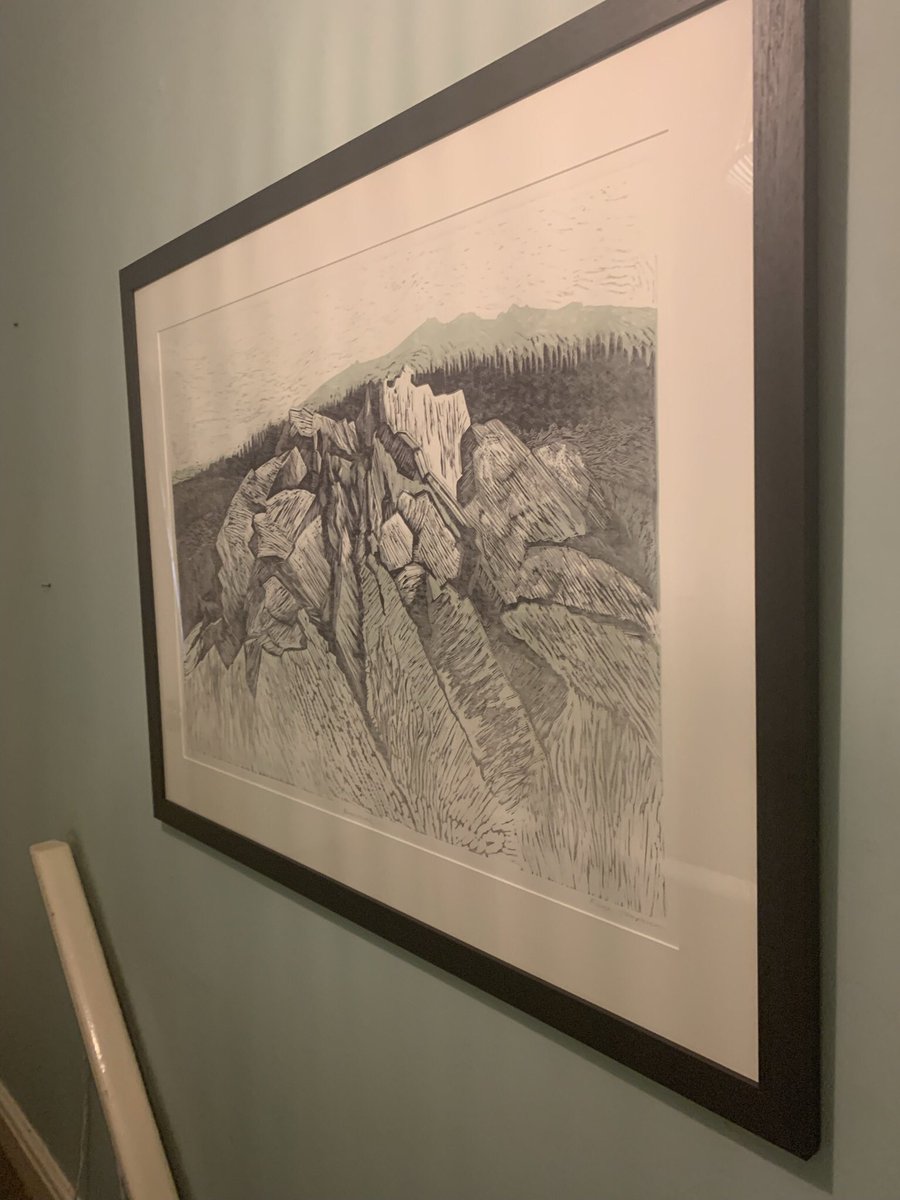 Framed printwork a rarity available pre exhibition…. £1200 delivery inc to West Mids. #EdgeGraphica Collective. Framed 32.5 in x 43 in. #Art #linoprint #linocut #Shropshire #England #rare #limitededition #limitededitionprints #stiperstones #rock #Borderlands #marches #artwork