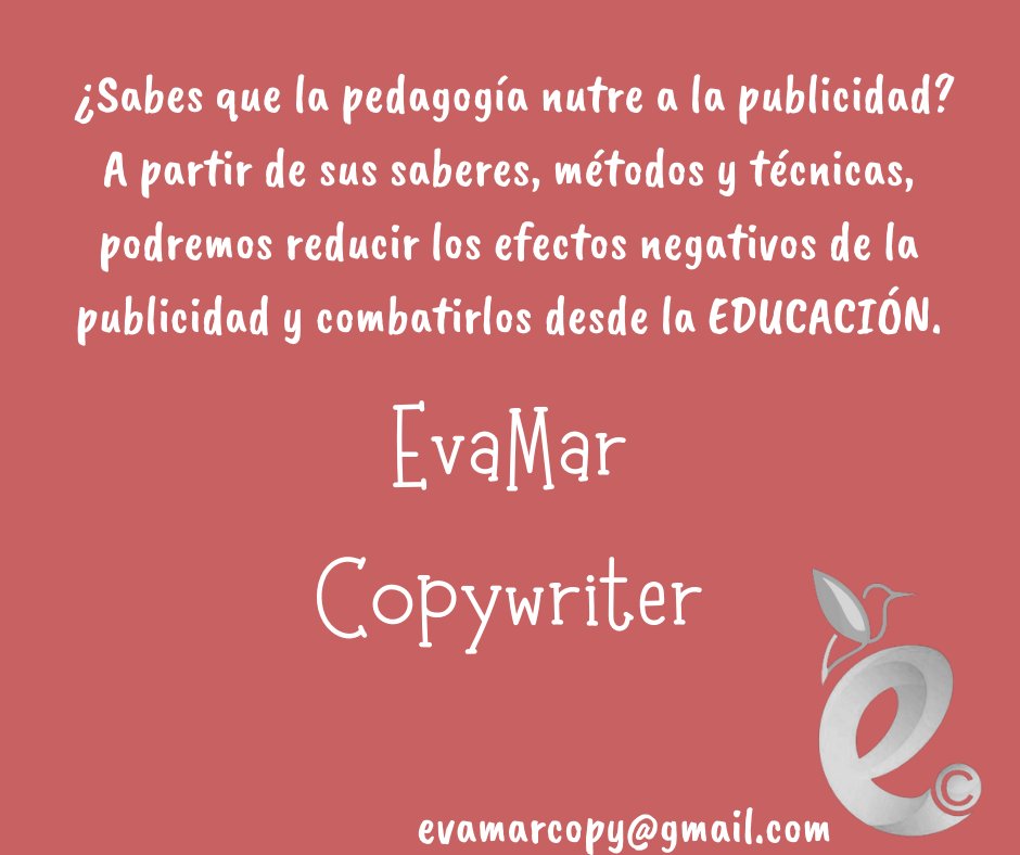 Pedagogía y Marketing.
#Copywriting #pedagogiapublicitaria #marketingdecontenidos #webspedagogos #blogpedagogia #educacion #publicidad