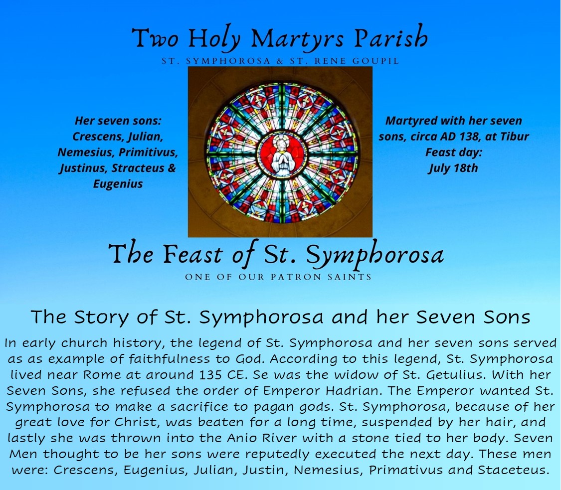 Two Holy Martyrs Parish on Twitter "As we remember St. Symphorosa