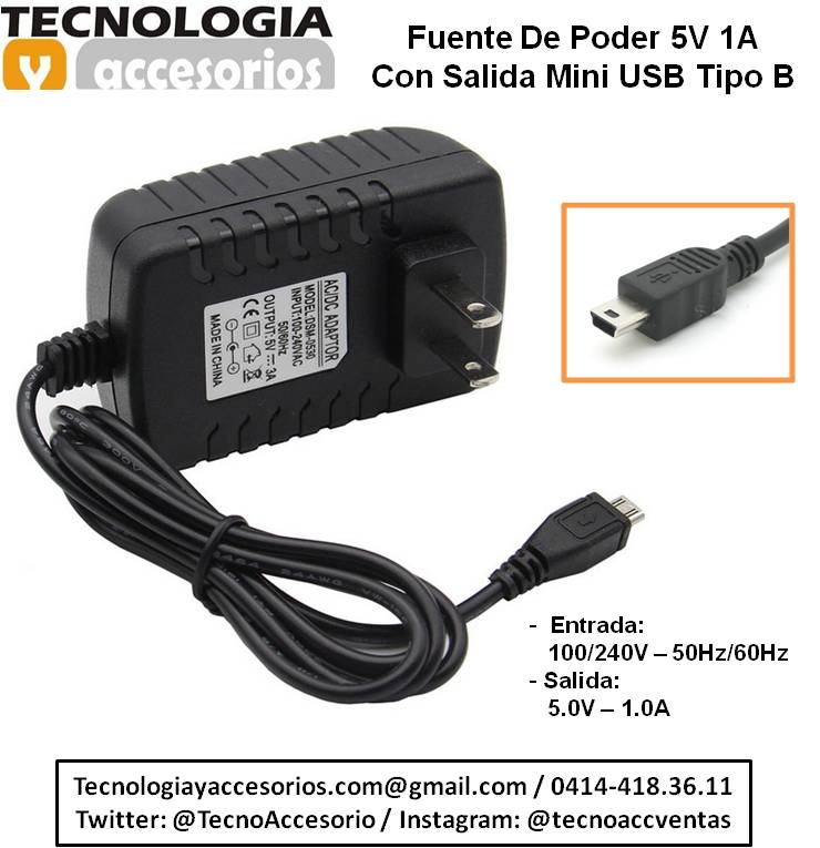 TecnoAccesorio's tweet photo. @ventasvalencia Fuente de poder / Transformador 05V 1A con salida MiniUSB tipo B, funciona con 110V/240V, 5$ Hacemos envíos nacionales #USB #Seguridad #Vende #Carabobo #Valencia #SanDiego #mercadolibre https://t.co/2paoSPMkws https://t.co/m0n1dteIBI