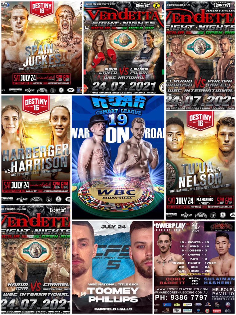 Next weekend a massive 9 WBCMT championship titles will be contested for, from national to world.
Good luck to all those contesting a title.
#wbc #wbcmuaythai  #muaythai