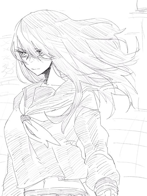 屋上に物思いに耽る為に来たけど予想以上に風が強くて目開けて立ってるだけやっとな娘 