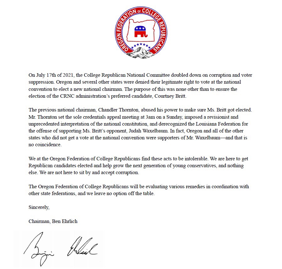 Oregon Federation of College Republicans tweet media