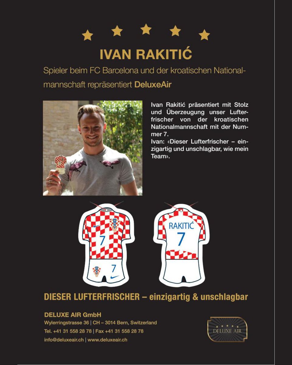 DeluxeAir4's tweet photo. Ivan Rakitic ist von DeluxeAir bereits überzeugt.
Entdecke unsere vielfältigen Dufterfrischer auf https://t.co/bkJZ5xyTc1

#dufterfrischer #Fussball #ivanrakitic #trikot #fussballtrikot https://t.co/QR6epEq2dG