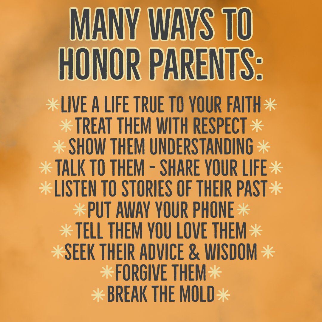 thehpchurch's tweet photo. There are many ways to honor your parents as commanded to us. We read more in Ephesians 6:1-3, Colossians 3:20, and 1 Timothy 5:8. #HPFamilyReunion #HighPointeChurch #SteveGoff #TenCommandments #TenCommandmentsWeek5 #HonorYourFatherandMother #HPWorship #HighPointeChurchofChrist https://t.co/83CJW4LLh4